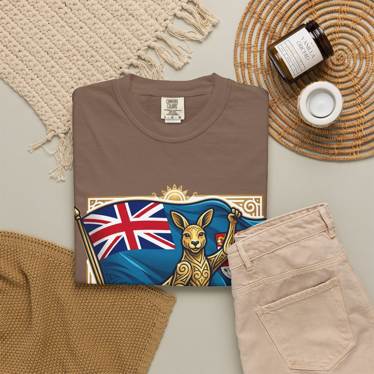 Fiji Day T-Shirt – 'Happy Fiji Day From Down Under' Kangaroo & Fiji Flag Tee