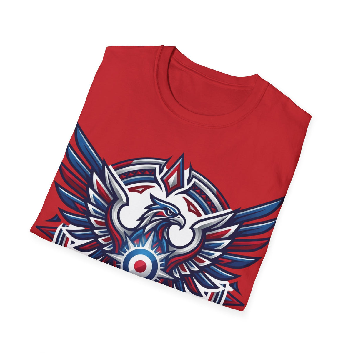 Patriotic Tribal Eagle T-Shirt – Red White Blue Heraldic Graphic Tee