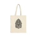 Mortar Shield Canvas Tote Bag — Gothic Skull Emblem Cotton Shopper