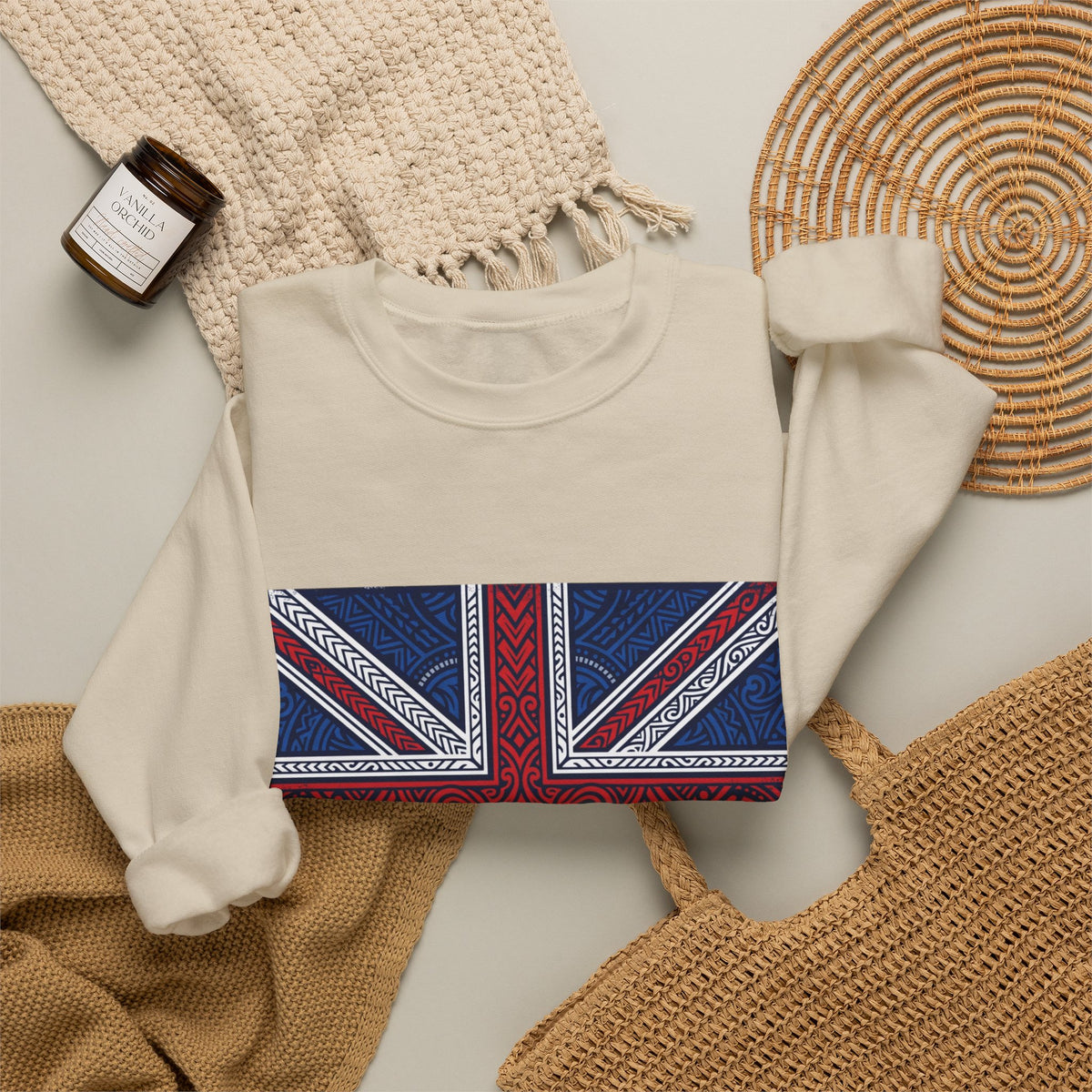 Union Jack Bandana Flag Sweatshirt — British Paisley Print Crewneck