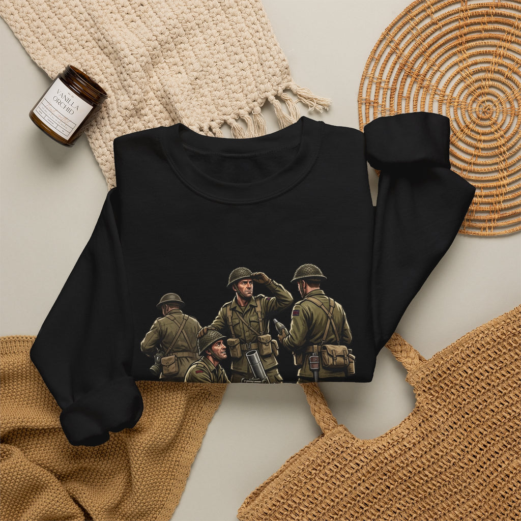 Mortars Crewneck Sweatshirt — Military Soldiers Vintage Graphic