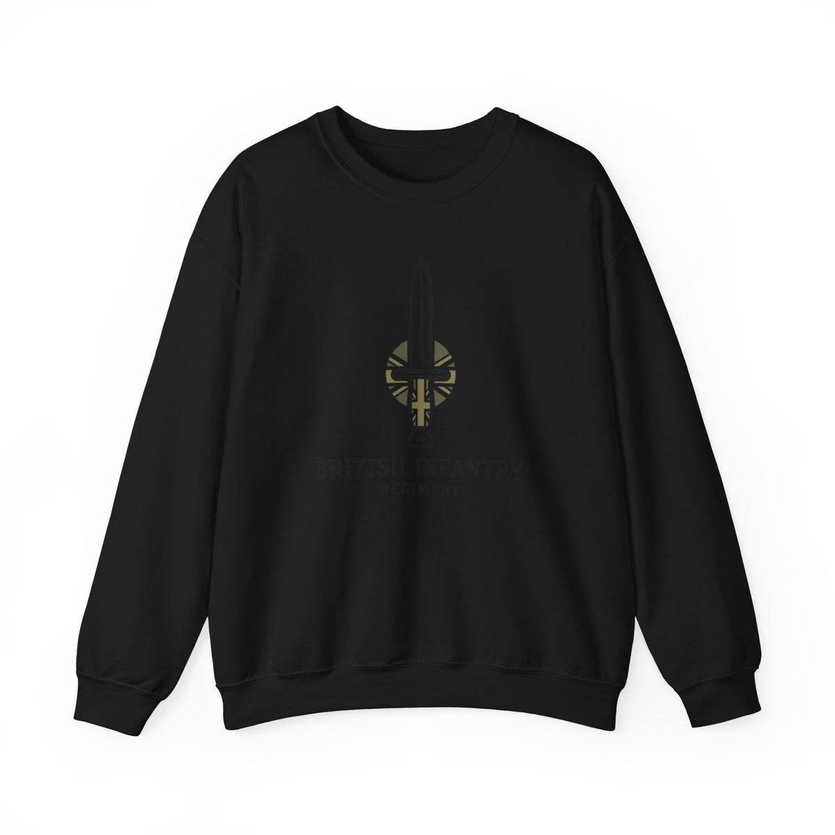 British Infantry Regiment Crewneck Sweatshirt — Sword Emblem Military Pullover