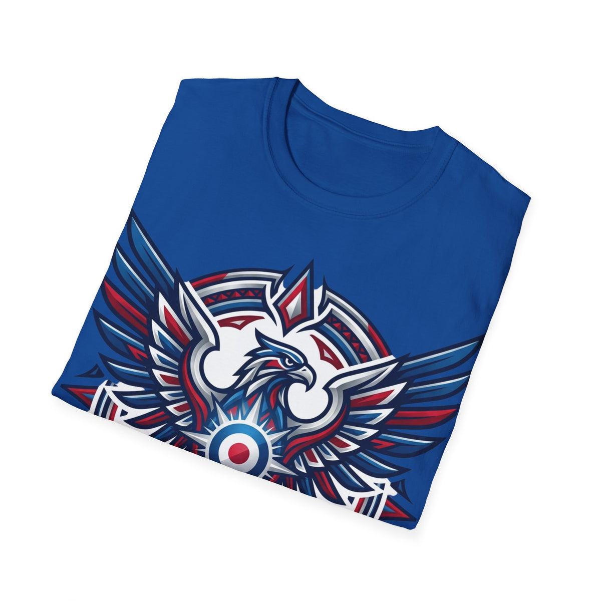 Patriotic Tribal Eagle T-Shirt – Red White Blue Heraldic Graphic Tee