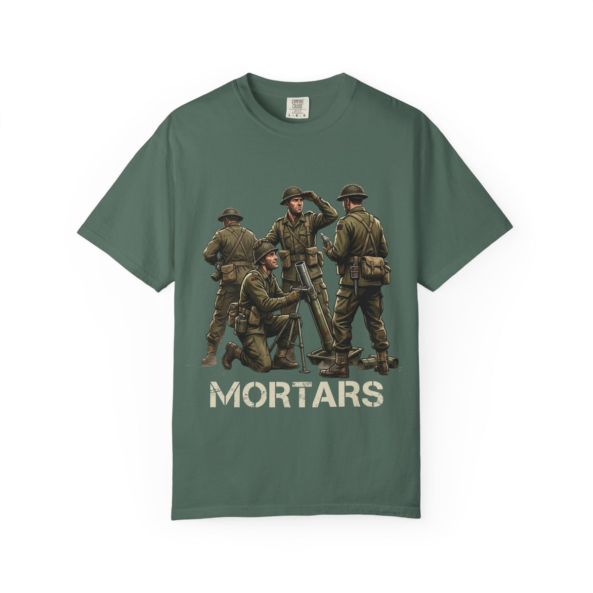 Mortars Military Crew T‑Shirt — Vintage Soldier Illustration Tee
