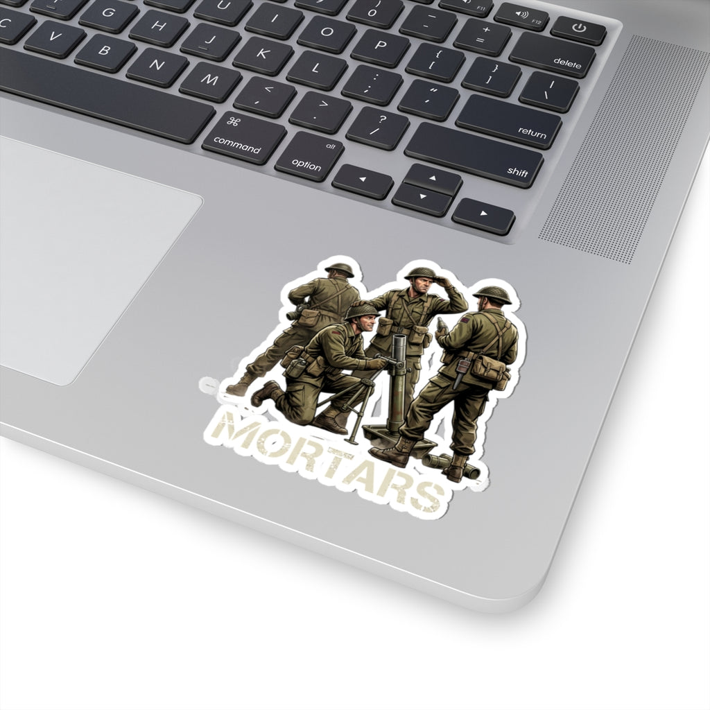 Mortars Military Sticker — WWII Soldiers Illustration Kiss-Cut Decal