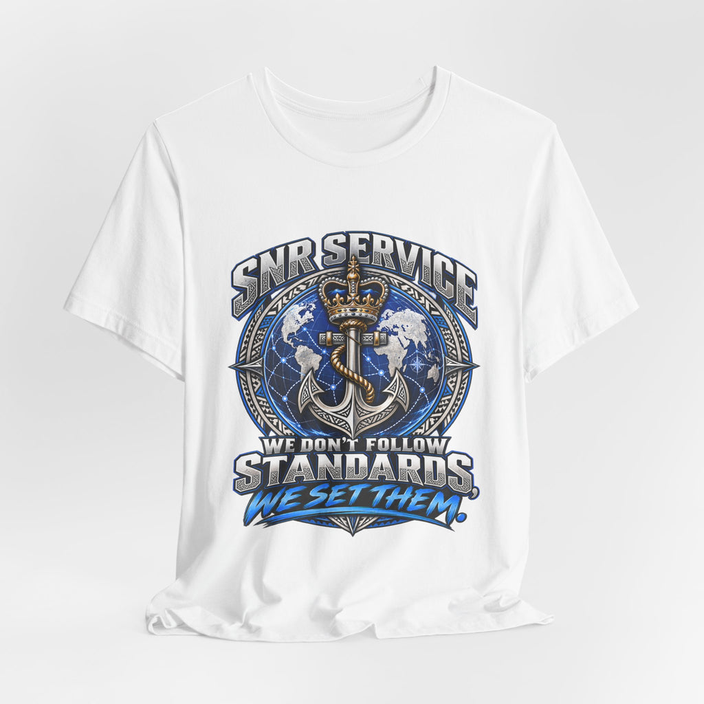 SNB Service Anchor Graphic Tee — "We Don't Follow Standards, We Set Them"