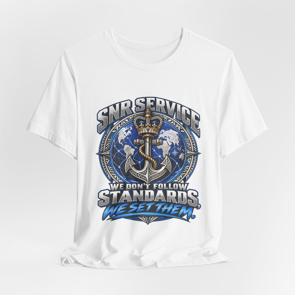 SNB Service Anchor Graphic Tee — "We Don't Follow Standards, We Set Them"