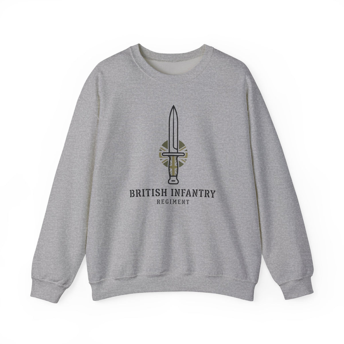 British Infantry Regiment Crewneck Sweatshirt — Sword Emblem Military Pullover