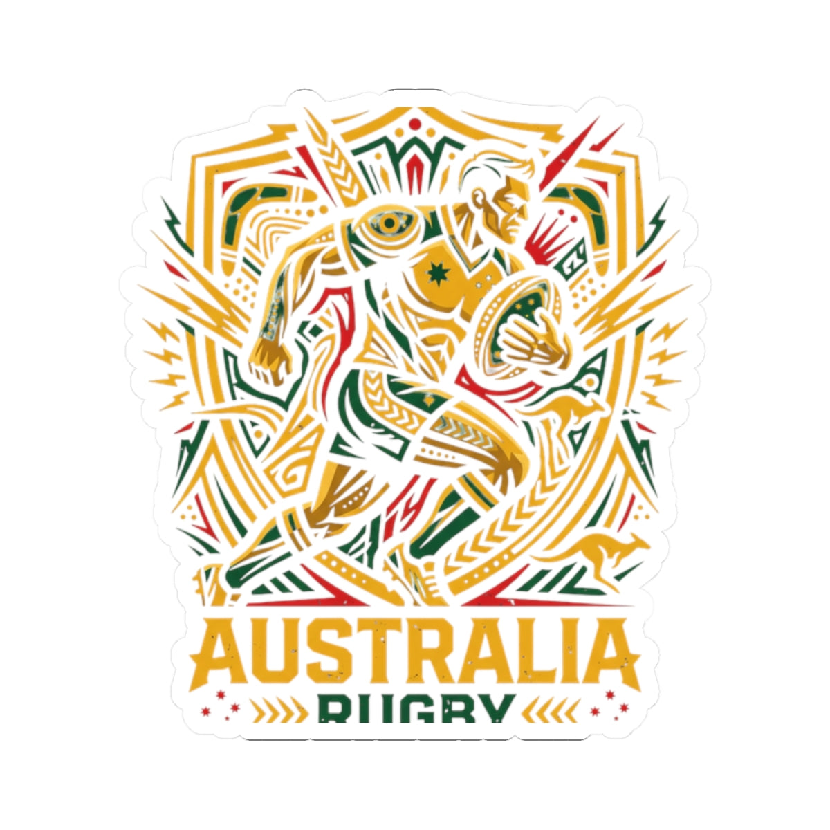 Sticker — Australia Rugby Kiss-Cut Sticker (Team Emblem, Laptop Decal)