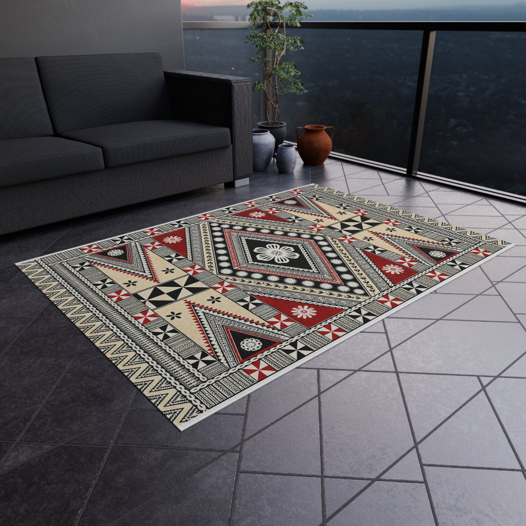 Southwestern Diamond Outdoor Rug — Durable Patio/Deck Accent Mat