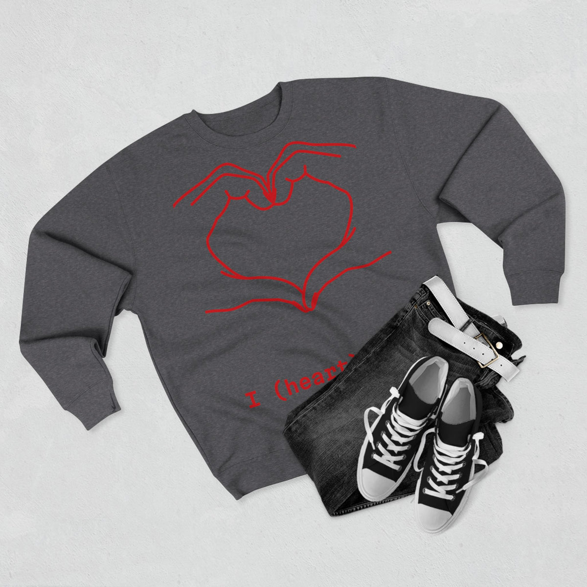 Heart Hands Crewneck Sweatshirt — I (heart) you Valentine Pullover