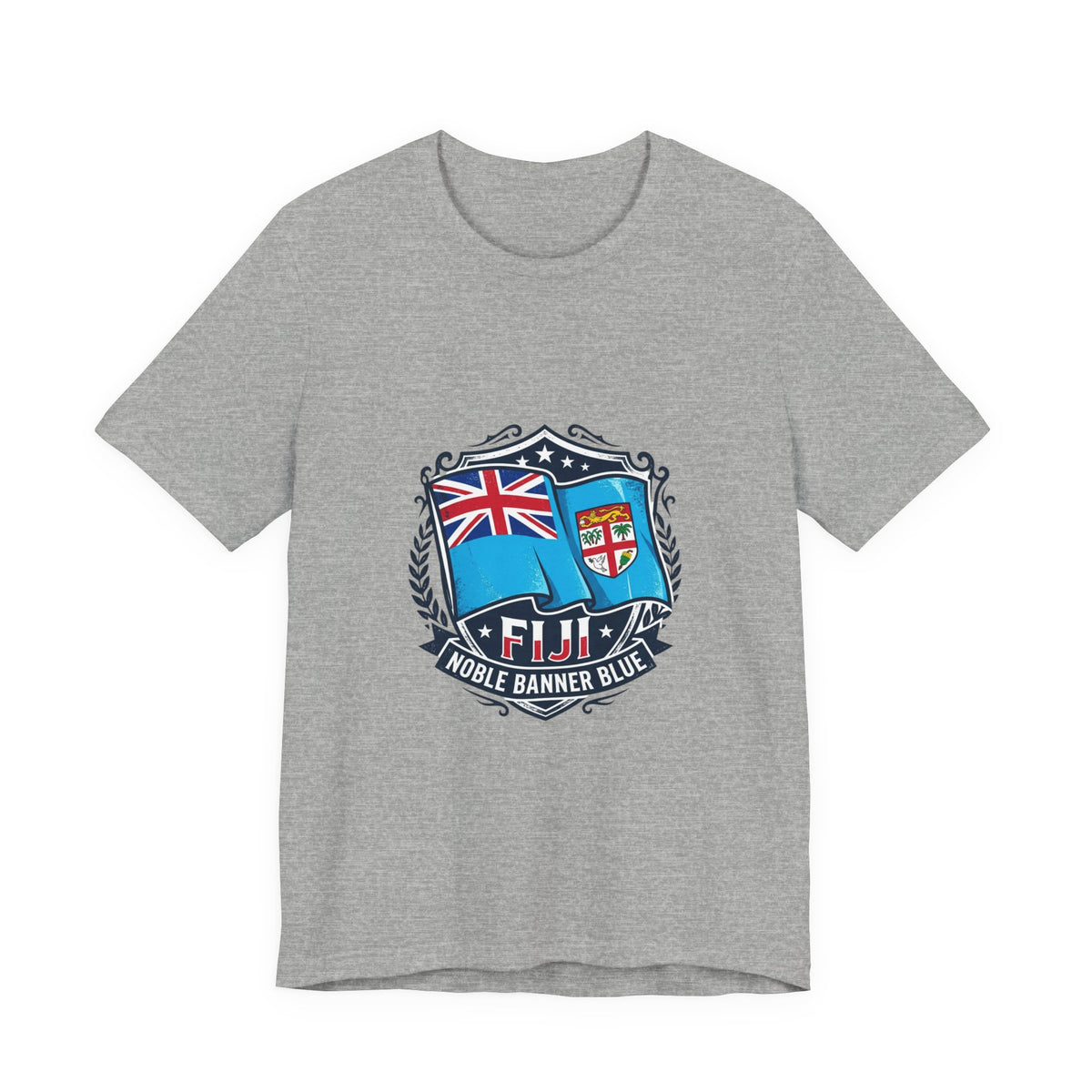 Fiji Noble Banner Blue T‑Shirt — Fiji Flag Crest Tee