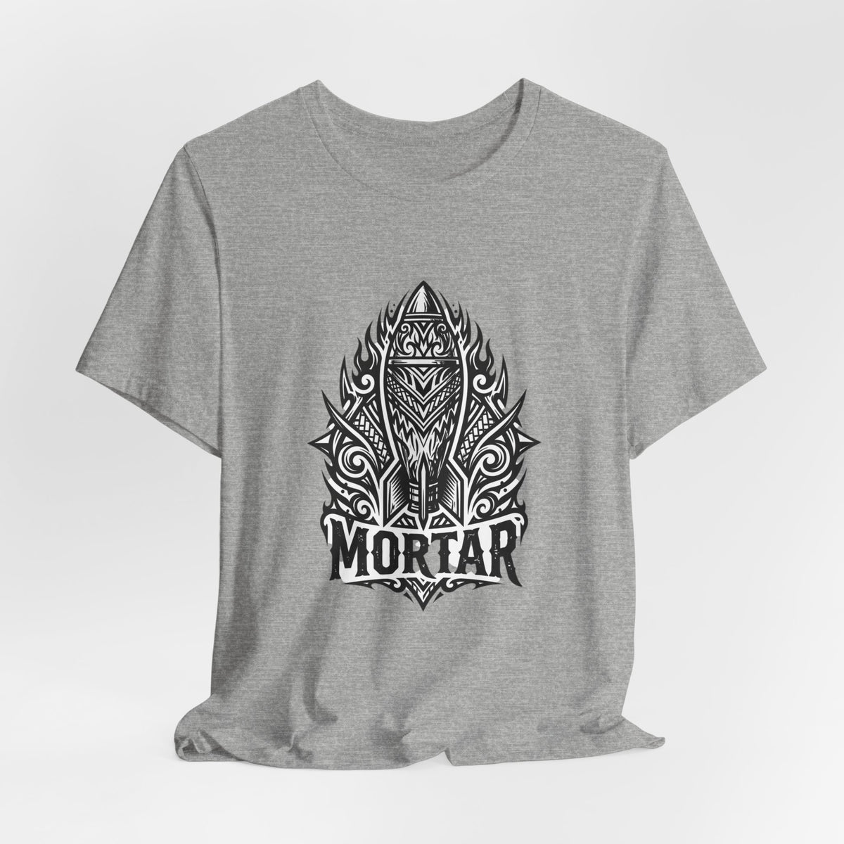 Mortar Tribal Rocket T-Shirt — Bold Black Graphic Tee