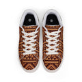 Men's Aztec Pattern Leather Sneakers — Brown Tribal Low-Top Casual Shoes
