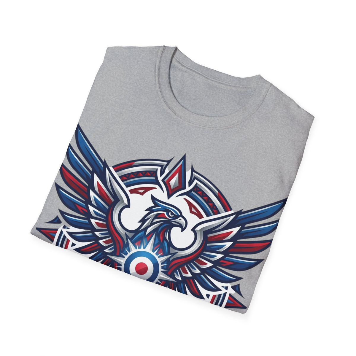 Patriotic Tribal Eagle T-Shirt – Red White Blue Heraldic Graphic Tee