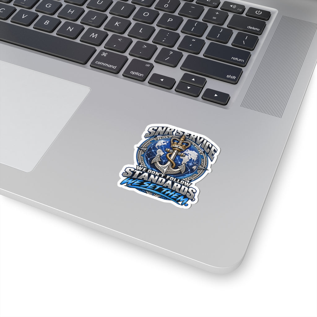 Navy Service Anchor Sticker — "We Don't Follow Standards, We Set Them" Kiss-Cut Decal
