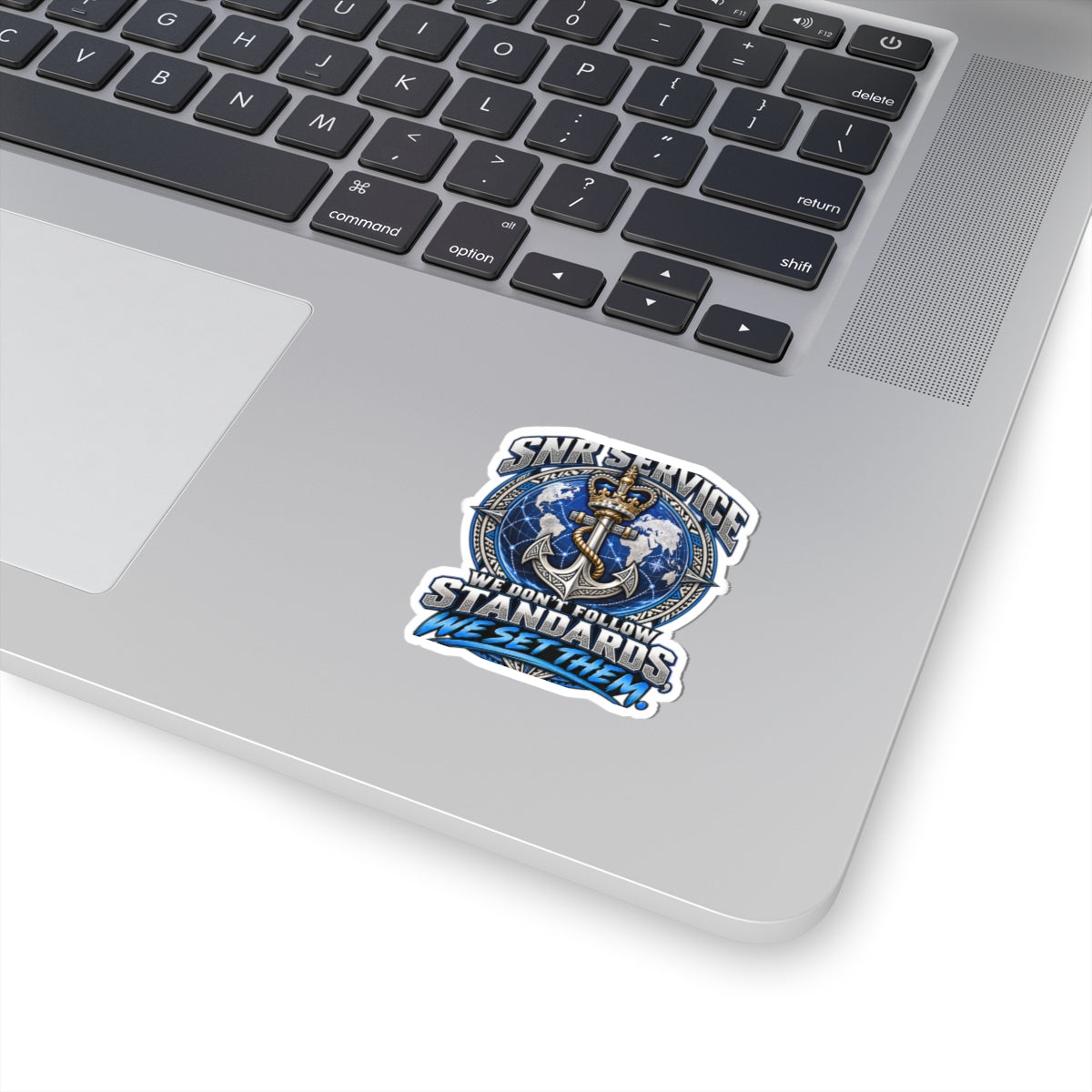 Navy Service Anchor Sticker — "We Don't Follow Standards, We Set Them" Kiss-Cut Decal