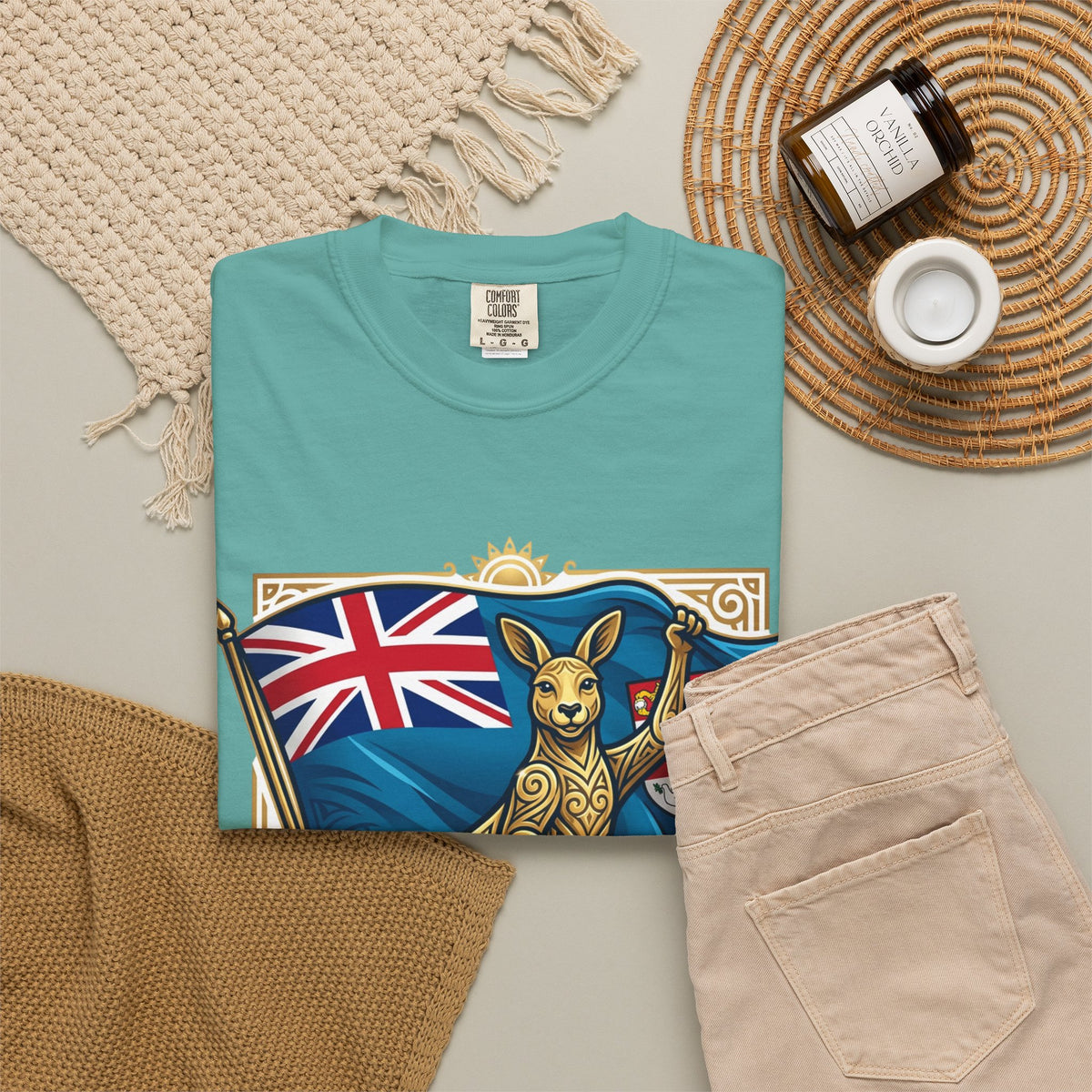 Fiji Day T-Shirt – 'Happy Fiji Day From Down Under' Kangaroo & Fiji Flag Tee
