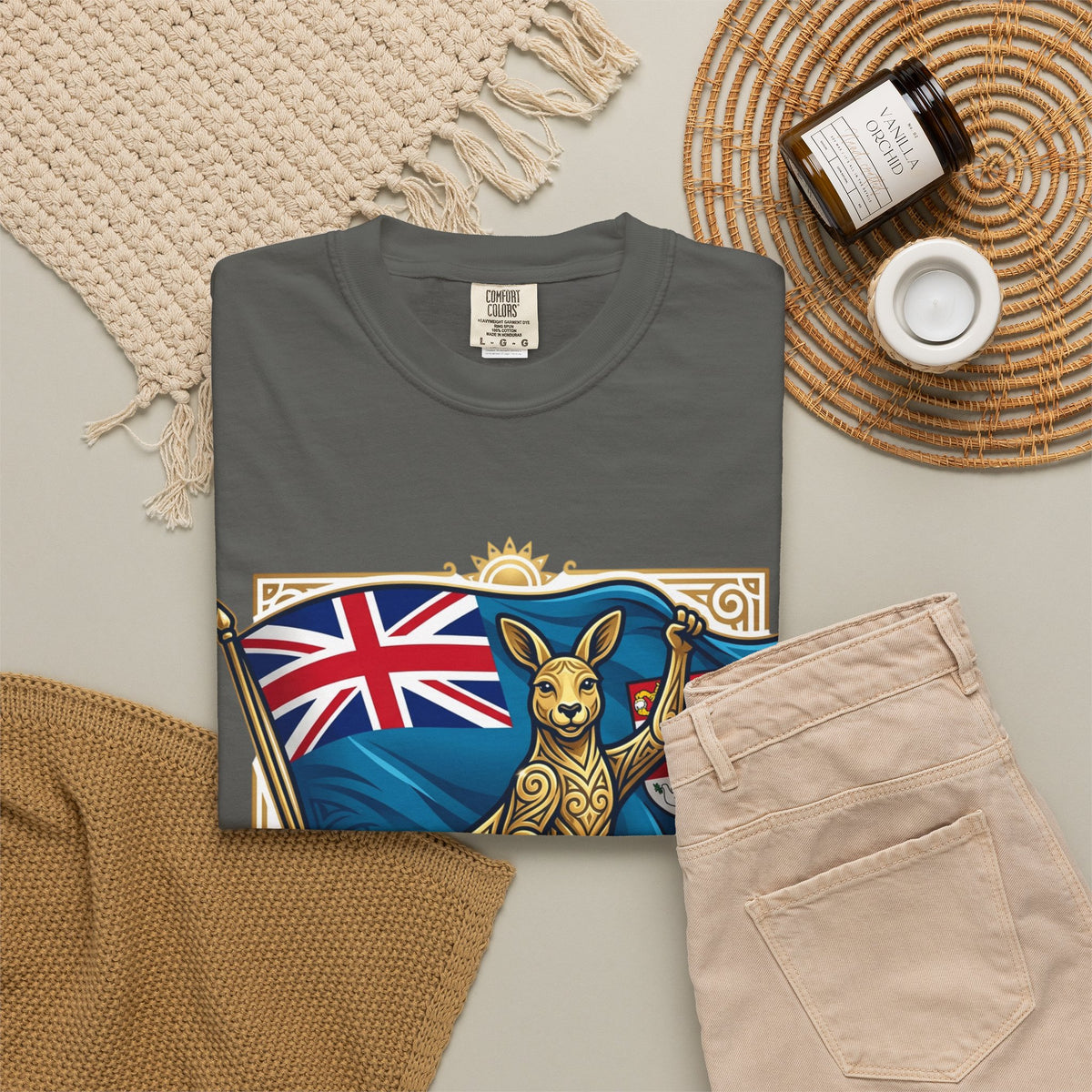 Fiji Day T-Shirt – 'Happy Fiji Day From Down Under' Kangaroo & Fiji Flag Tee