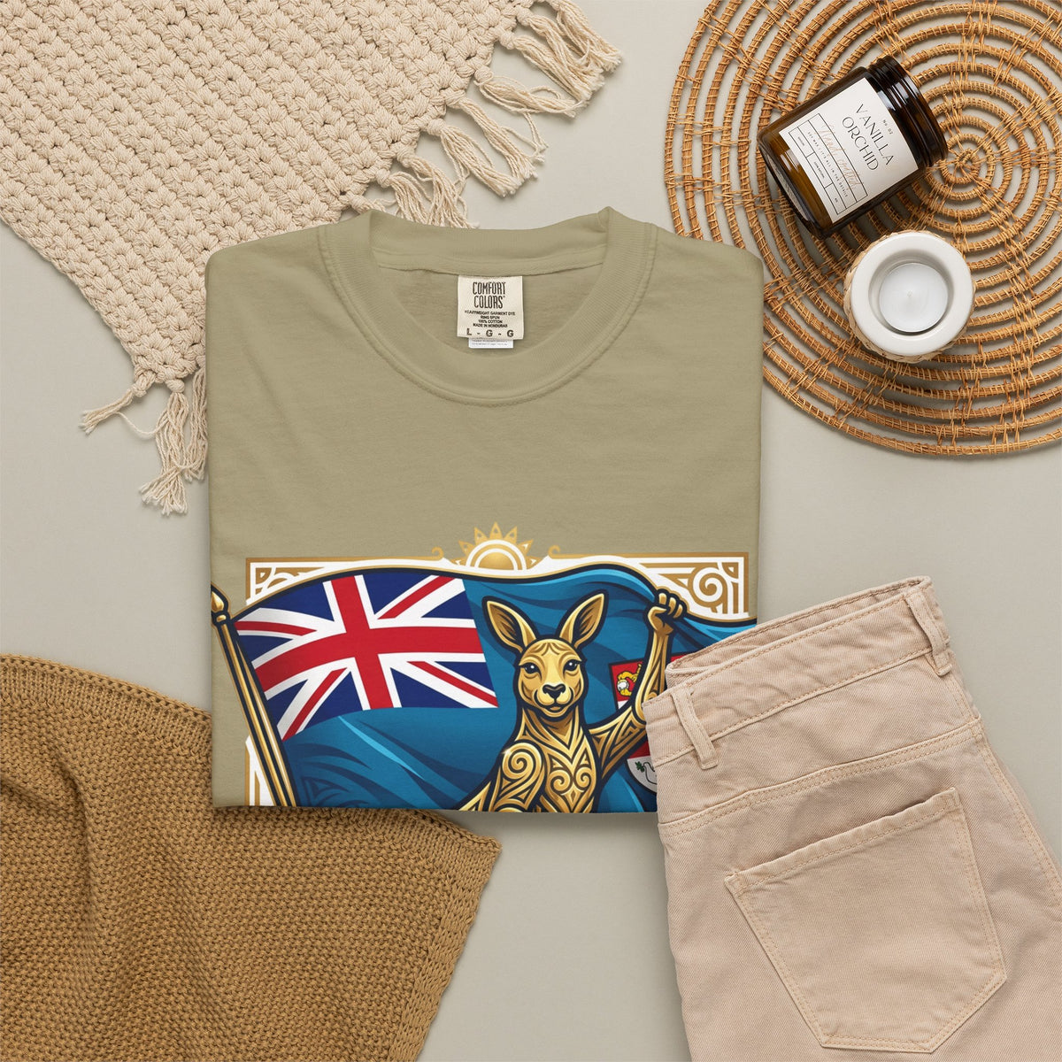 Fiji Day T-Shirt – 'Happy Fiji Day From Down Under' Kangaroo & Fiji Flag Tee