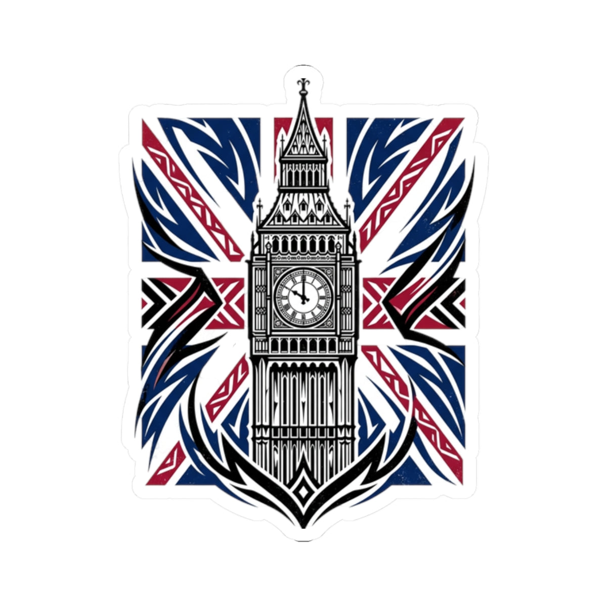 Big Ben Union Jack Sticker — London Landmark Kiss-Cut Sticker