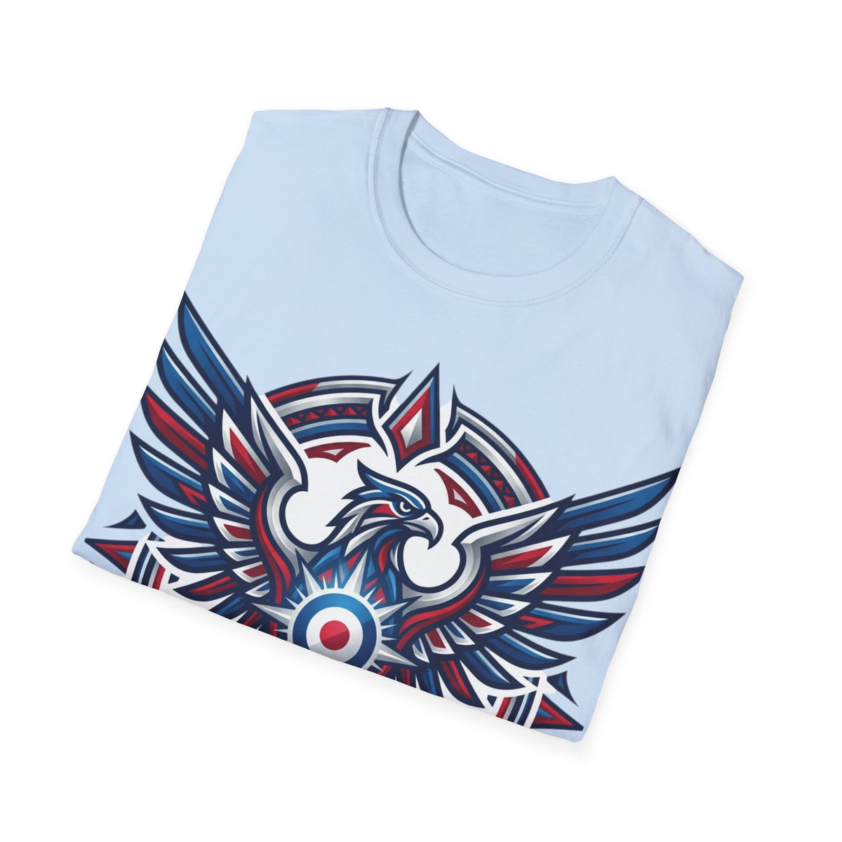 Patriotic Tribal Eagle T-Shirt – Red White Blue Heraldic Graphic Tee