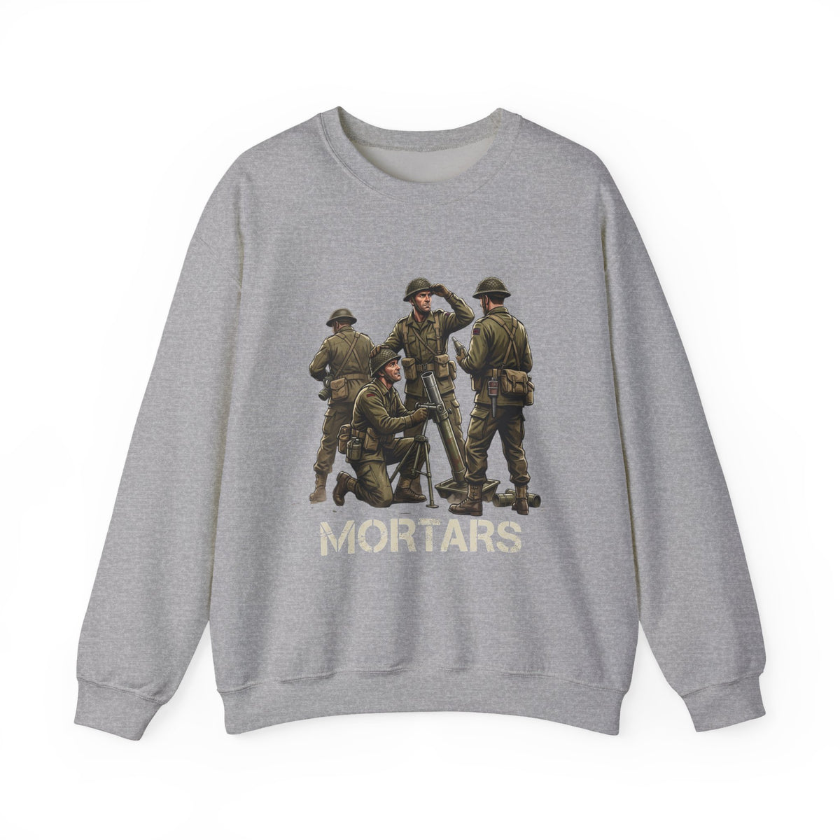 Mortars Crewneck Sweatshirt — Military Soldiers Vintage Graphic