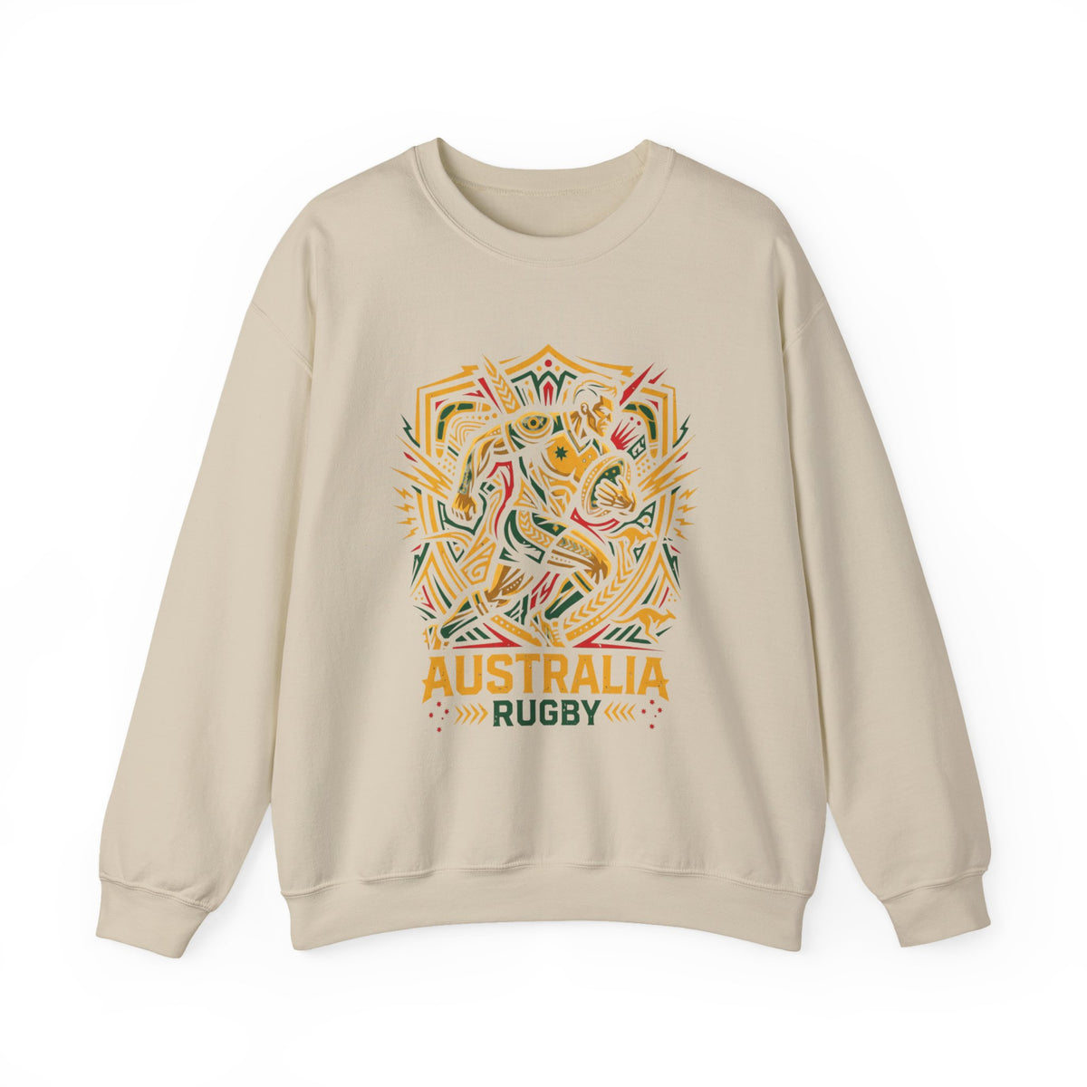 Australia Rugby Crewneck Sweatshirt — Abstract Kangaroo Rugby Design