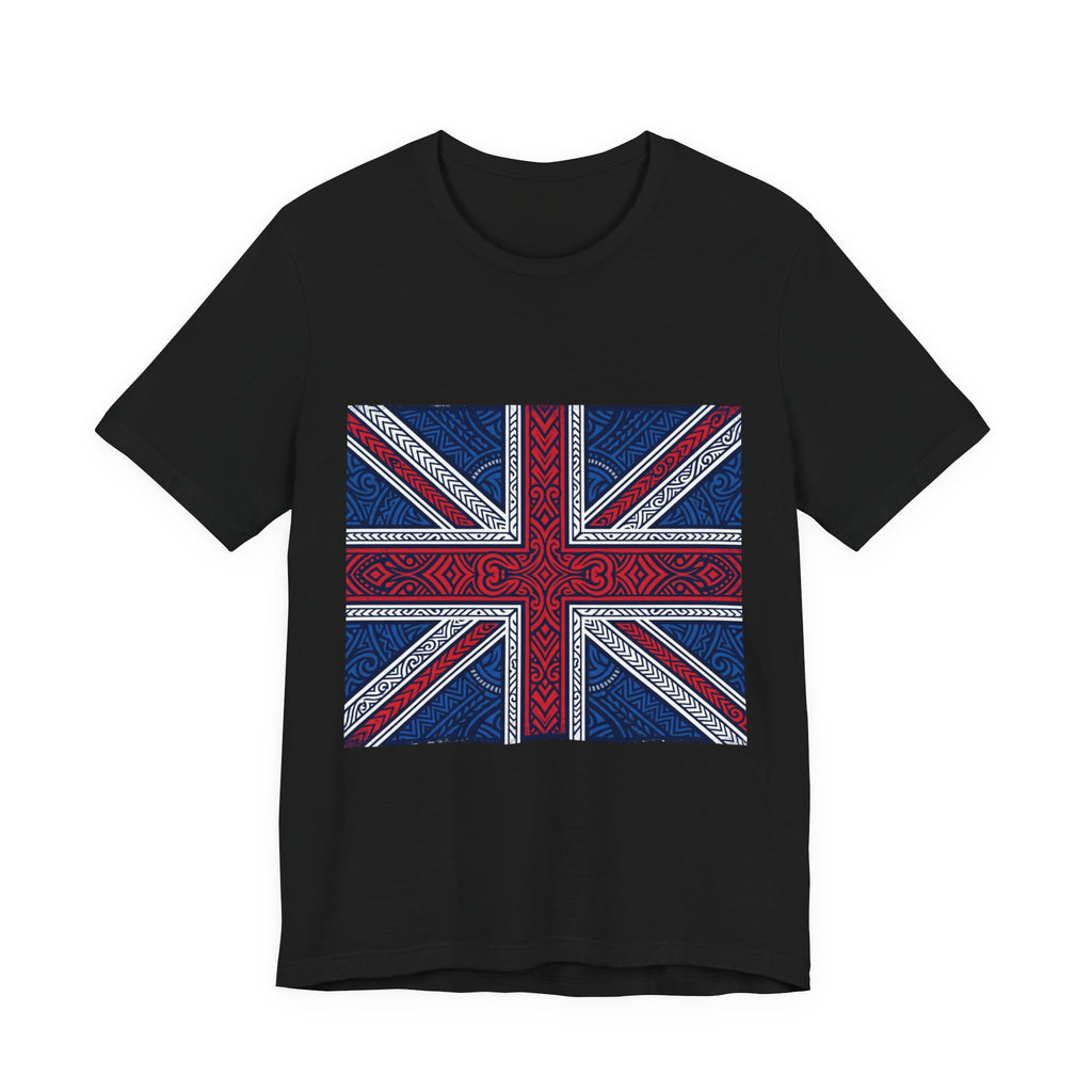 British Union Jack Tee — Tribal Pattern UK Flag T‑Shirt