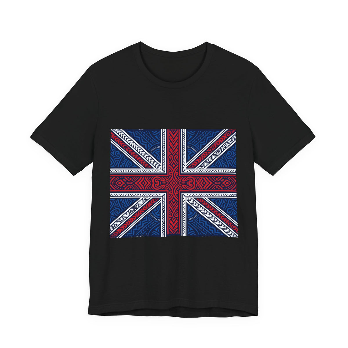 British Union Jack Tee — Tribal Pattern UK Flag T‑Shirt