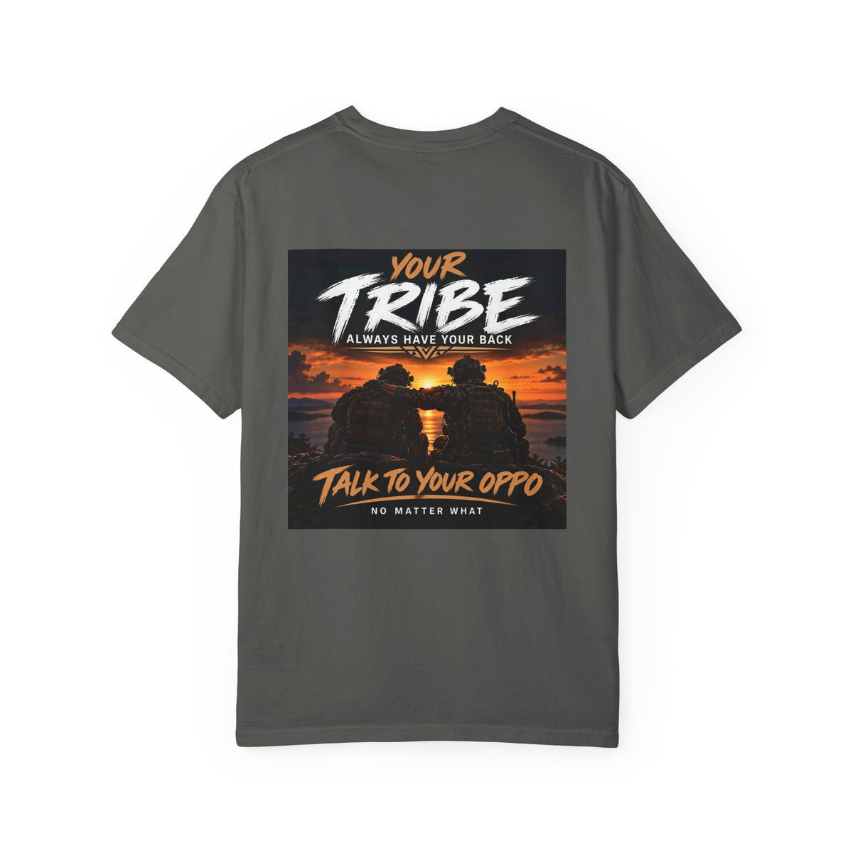 Tribal Sunset T‑Shirt — "Your Tribe" Inspirational Back Graphic