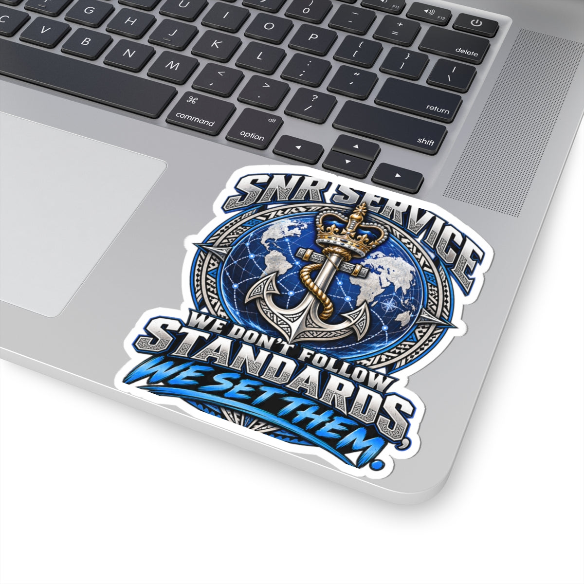 Navy Service Anchor Sticker — "We Don't Follow Standards, We Set Them" Kiss-Cut Decal