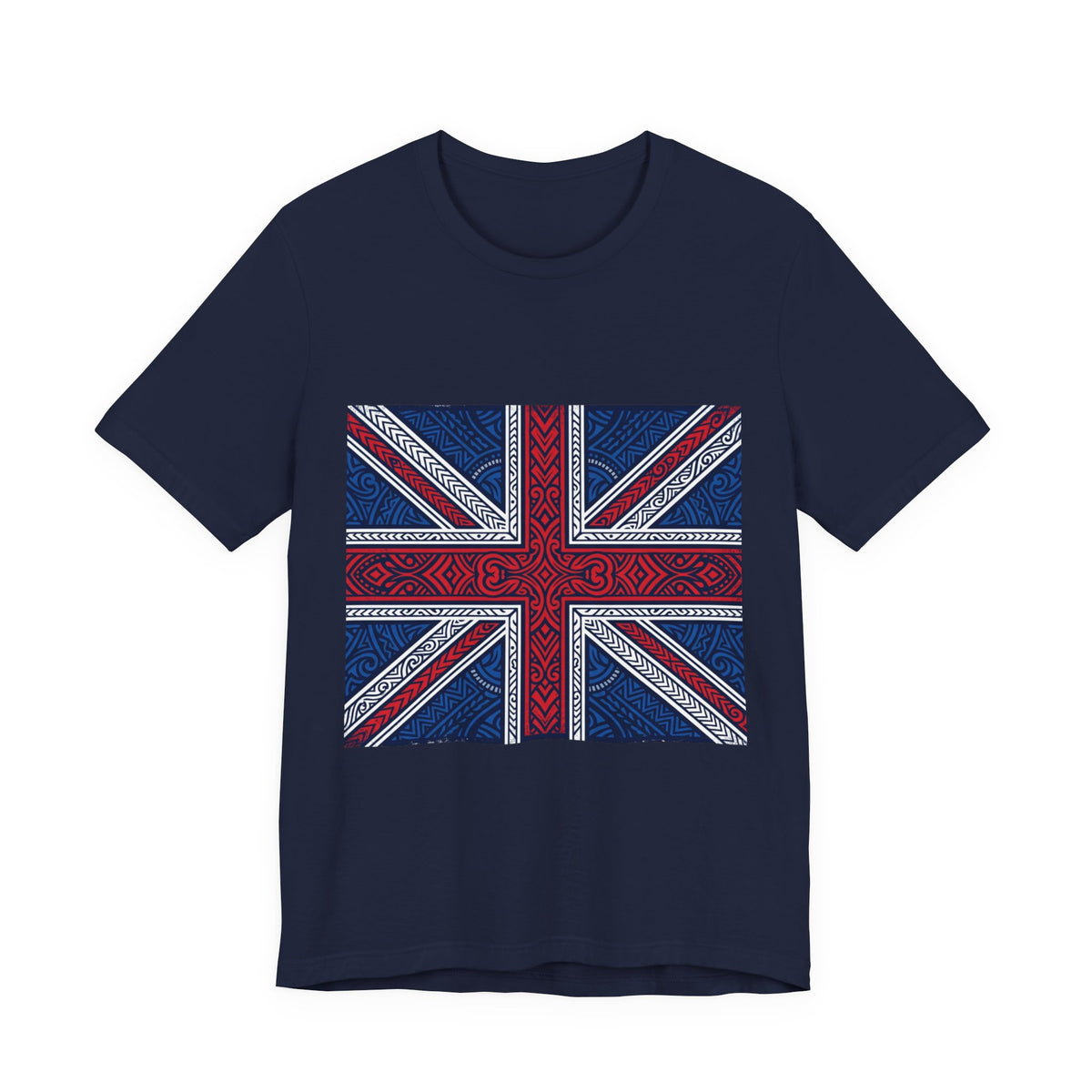 British Union Jack Tee — Tribal Pattern UK Flag T‑Shirt