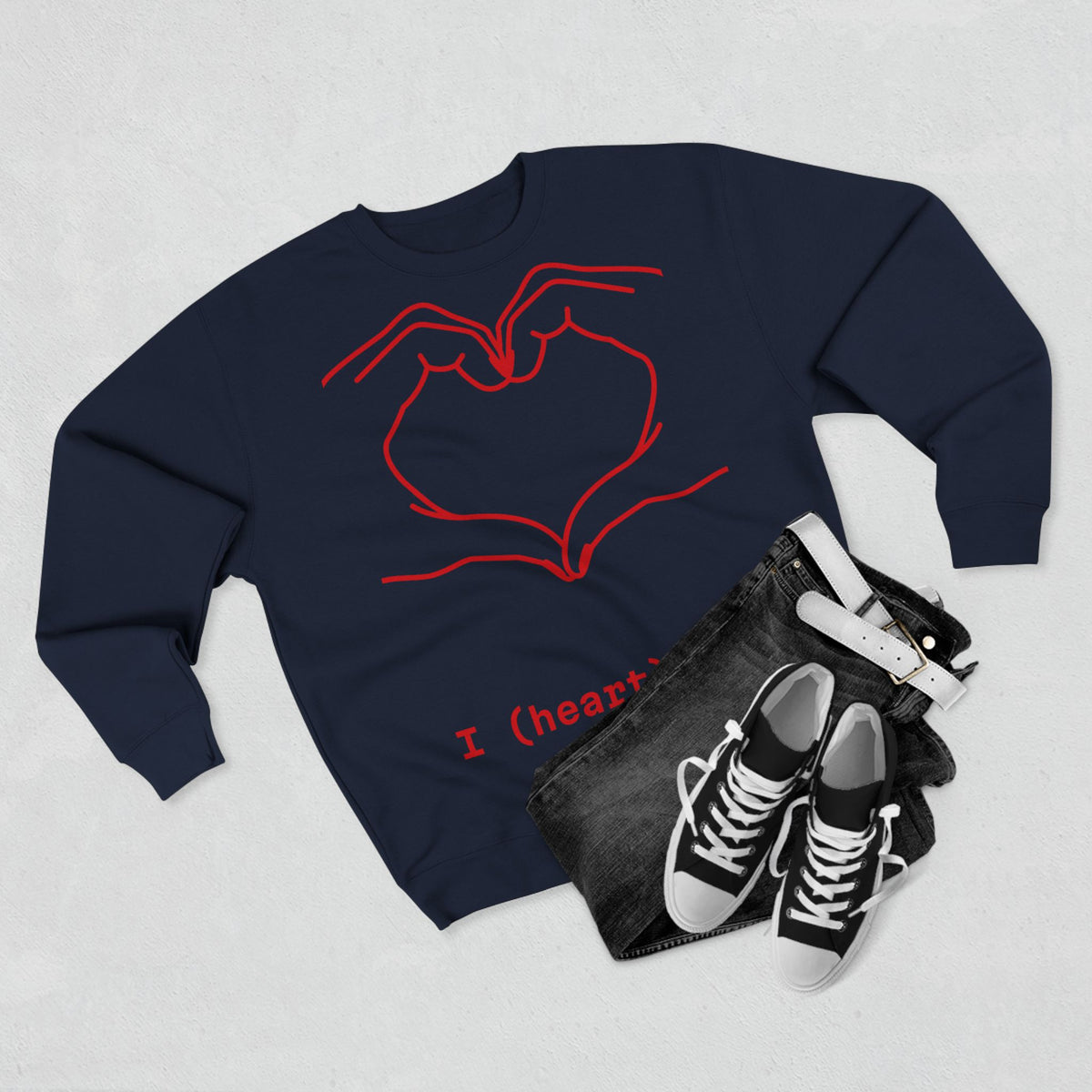 Heart Hands Crewneck Sweatshirt — I (heart) you Valentine Pullover