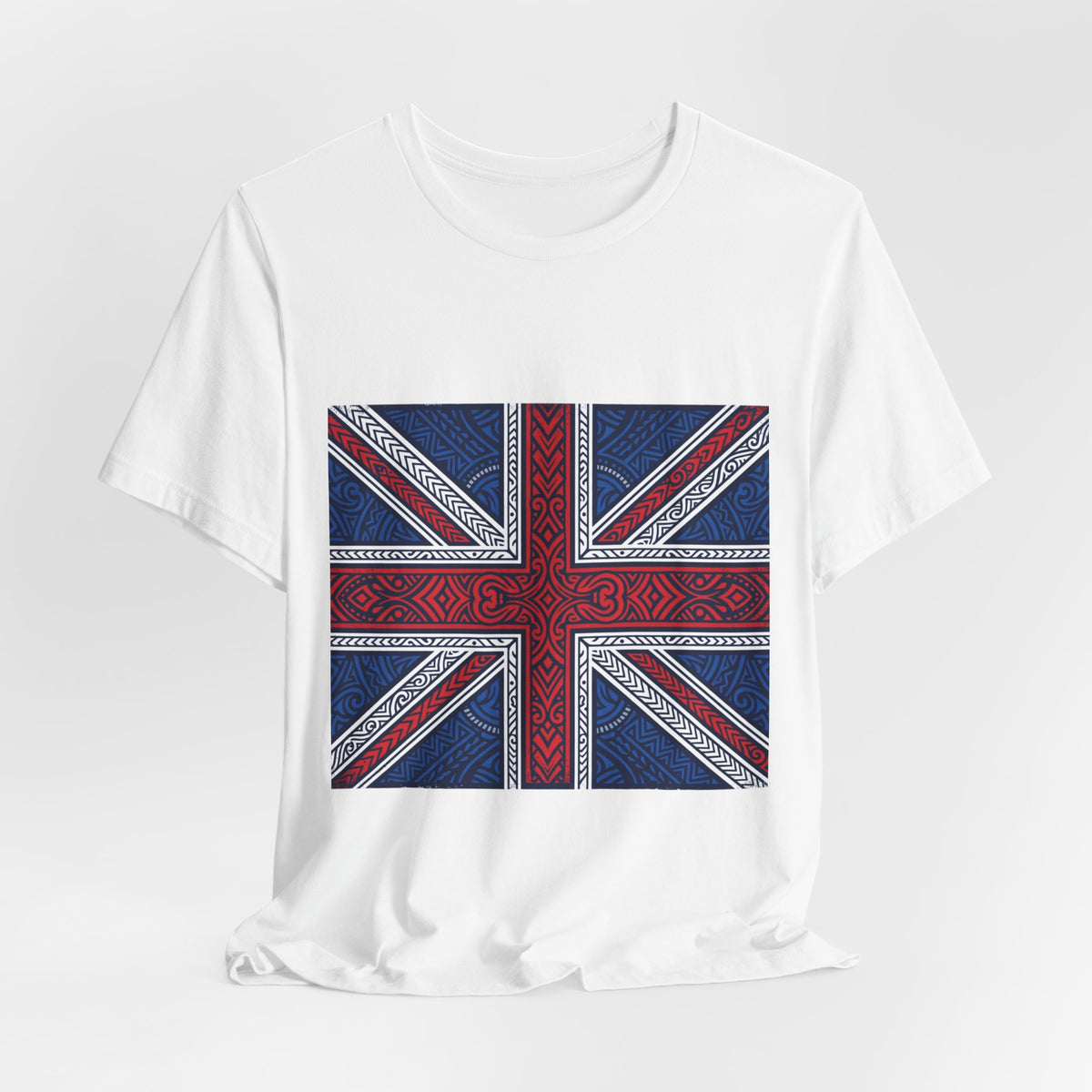 British Union Jack Tee — Tribal Pattern UK Flag T‑Shirt