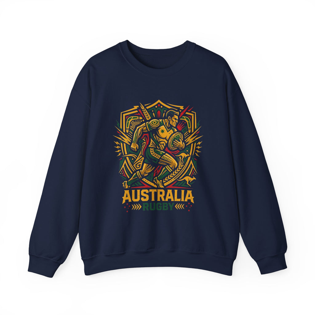 Australia Rugby Crewneck Sweatshirt — Abstract Kangaroo Rugby Design