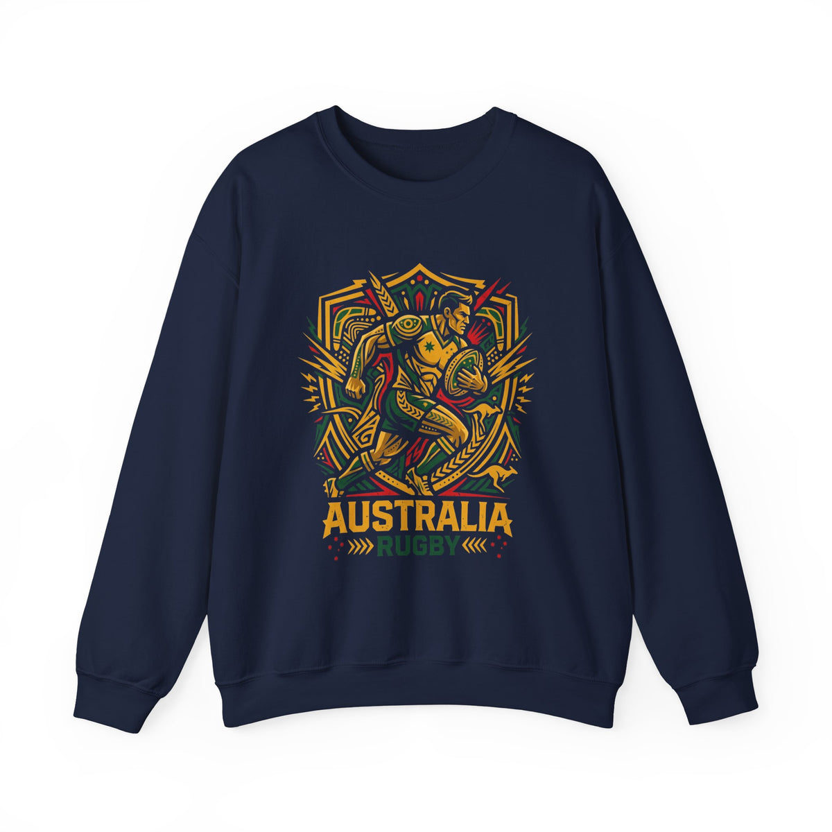 Australia Rugby Crewneck Sweatshirt — Abstract Kangaroo Rugby Design
