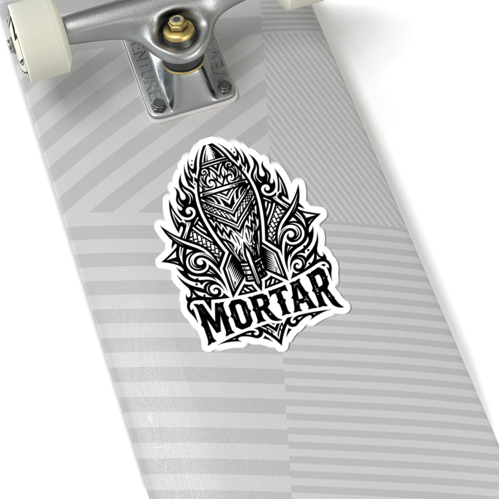 Mortar Rocket Sticker — Tribal Black & White Kiss-Cut Sticker for Laptops, Gear & Skateboards