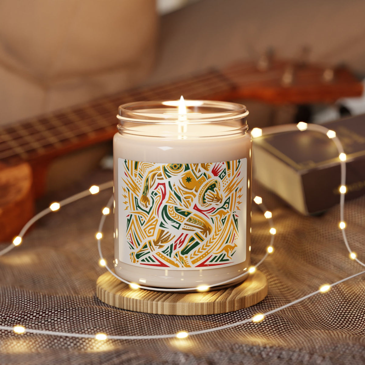 Soy Candle — Vibrant Folk Art Scented Jar (9 oz)