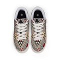Leather Sneakers — Vintage Tribal Geometric Pattern Low-Top