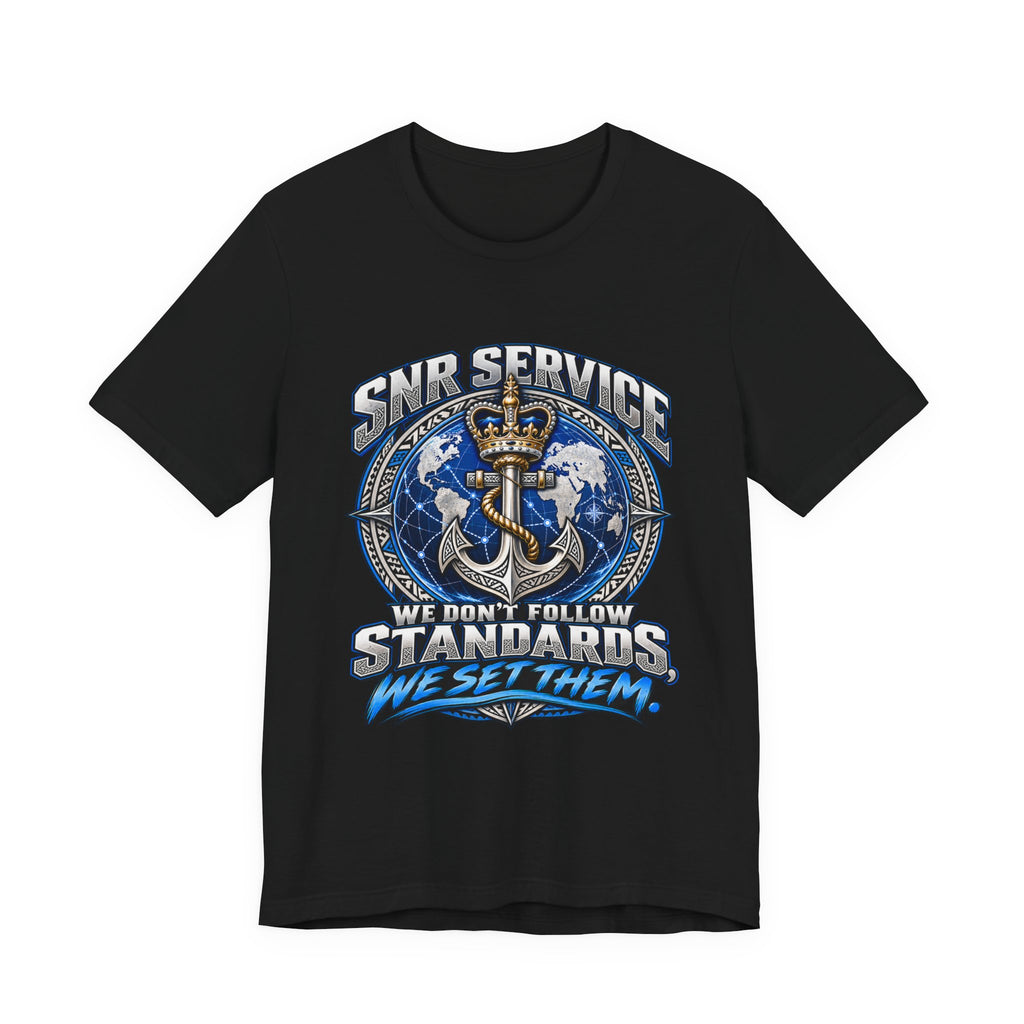 SNB Service Anchor Graphic Tee — "We Don't Follow Standards, We Set Them"