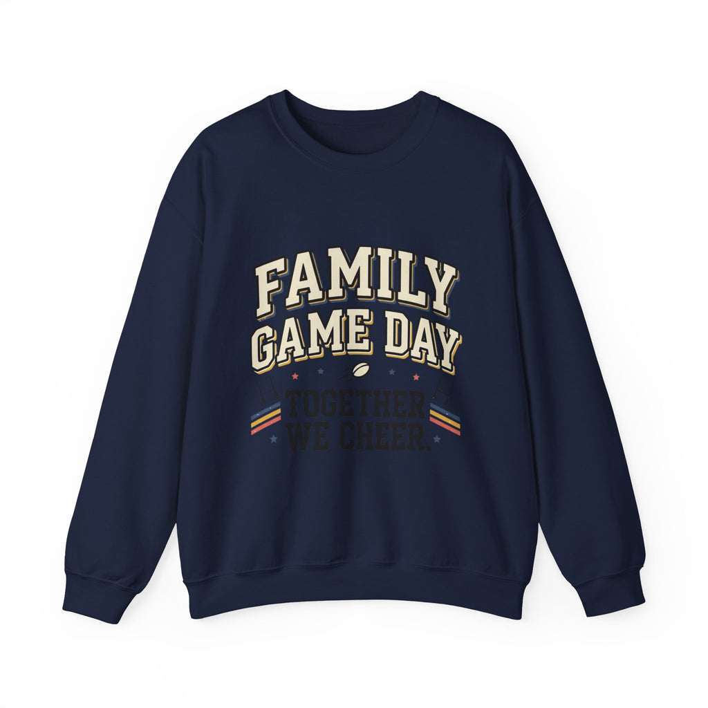 Family Game Day Sweatshirt — "Family Game Day Together We Cheer" Cozy Crewneck