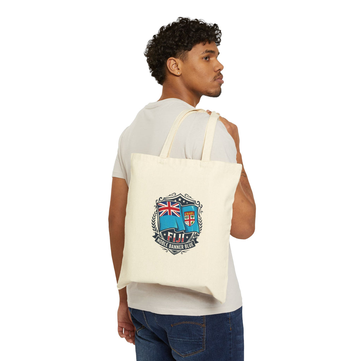Fiji Crest Canvas Tote Bag – Vintage Flag Shield Eco Shopper