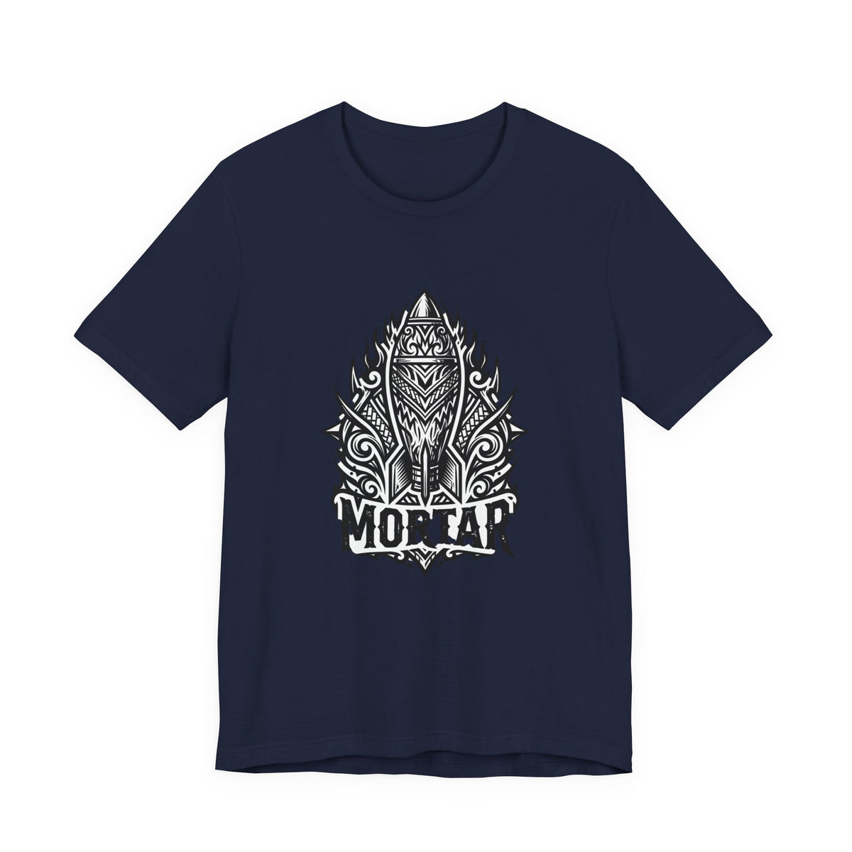 Mortar Tribal Rocket T-Shirt — Bold Black Graphic Tee