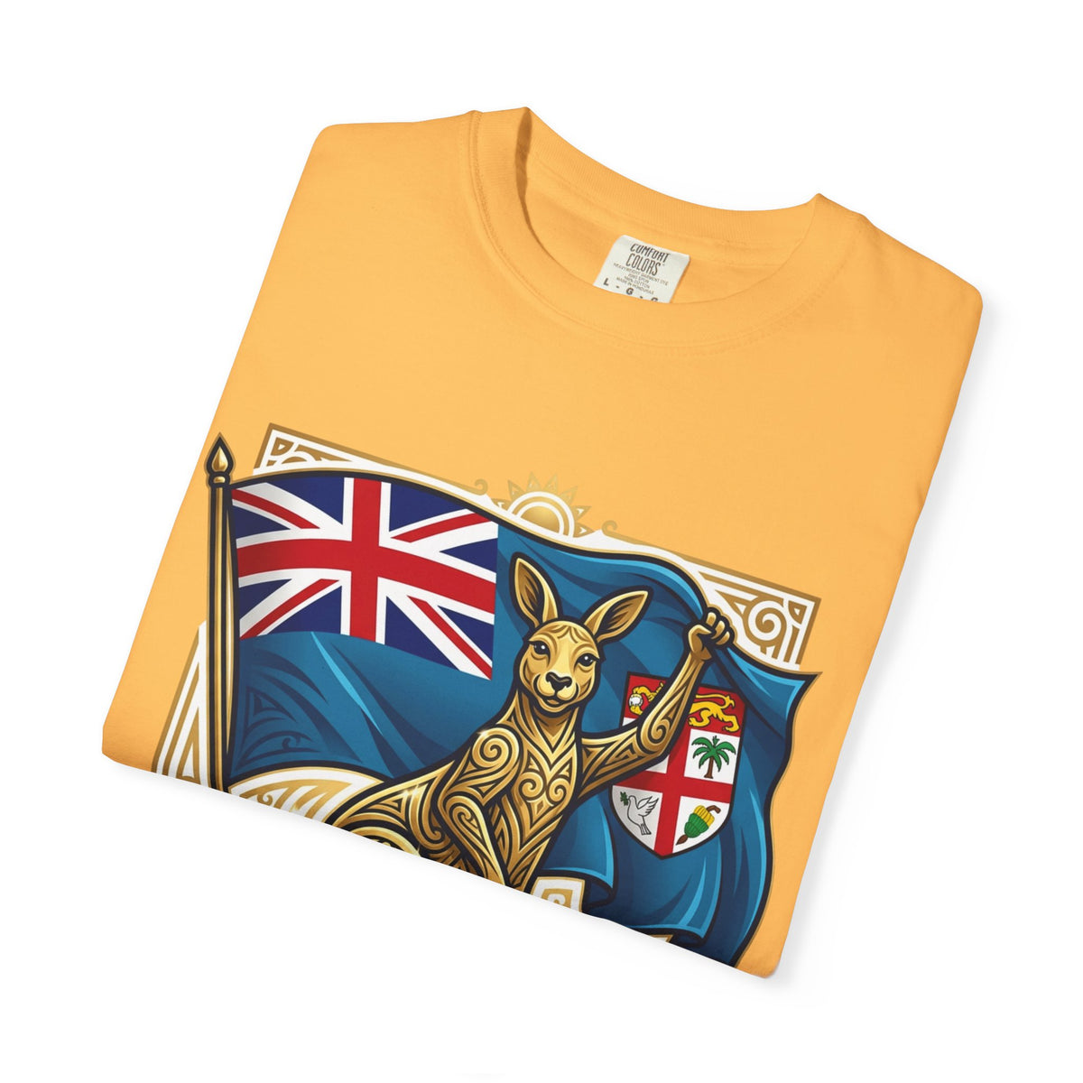 Fiji Day T-Shirt – 'Happy Fiji Day From Down Under' Kangaroo & Fiji Flag Tee