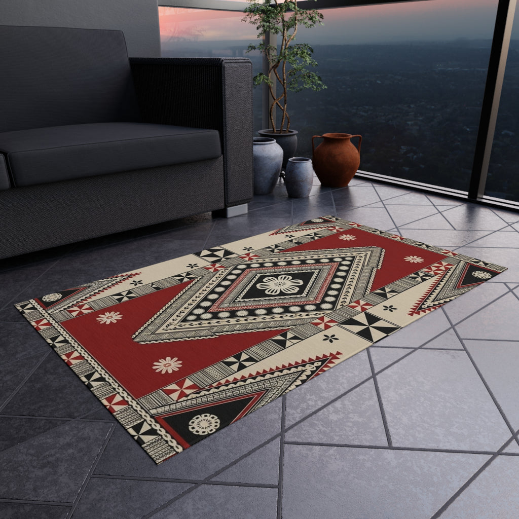 Southwestern Diamond Outdoor Rug — Durable Patio/Deck Accent Mat