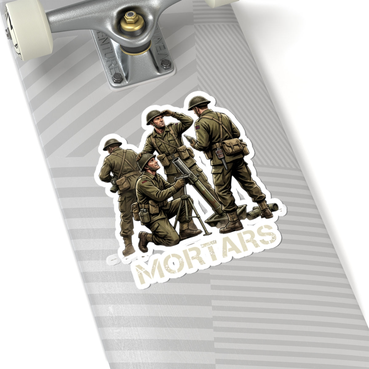 Mortars Military Sticker — WWII Soldiers Illustration Kiss-Cut Decal