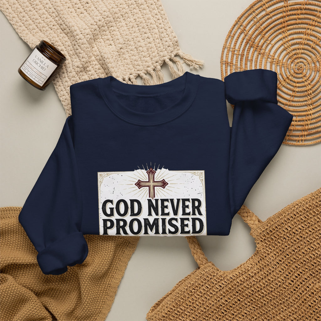 Christian Crewneck Sweatshirt — “God Never Promised Victory Without a Fight” Inspirational Faith Sweatshirt