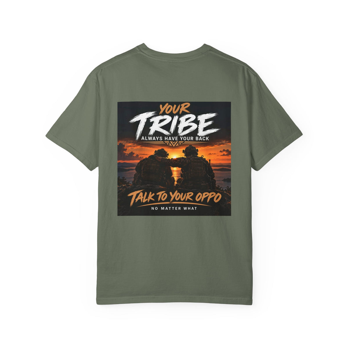 Tribal Sunset T‑Shirt — "Your Tribe" Inspirational Back Graphic