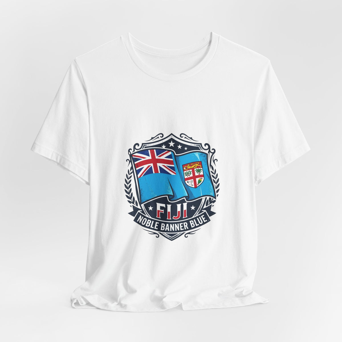 Fiji Noble Banner Blue T‑Shirt — Fiji Flag Crest Tee